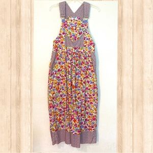 Handmade Dee’s Designs Floral Overall Maxi Dress Pockets Cottagecore- Vintage